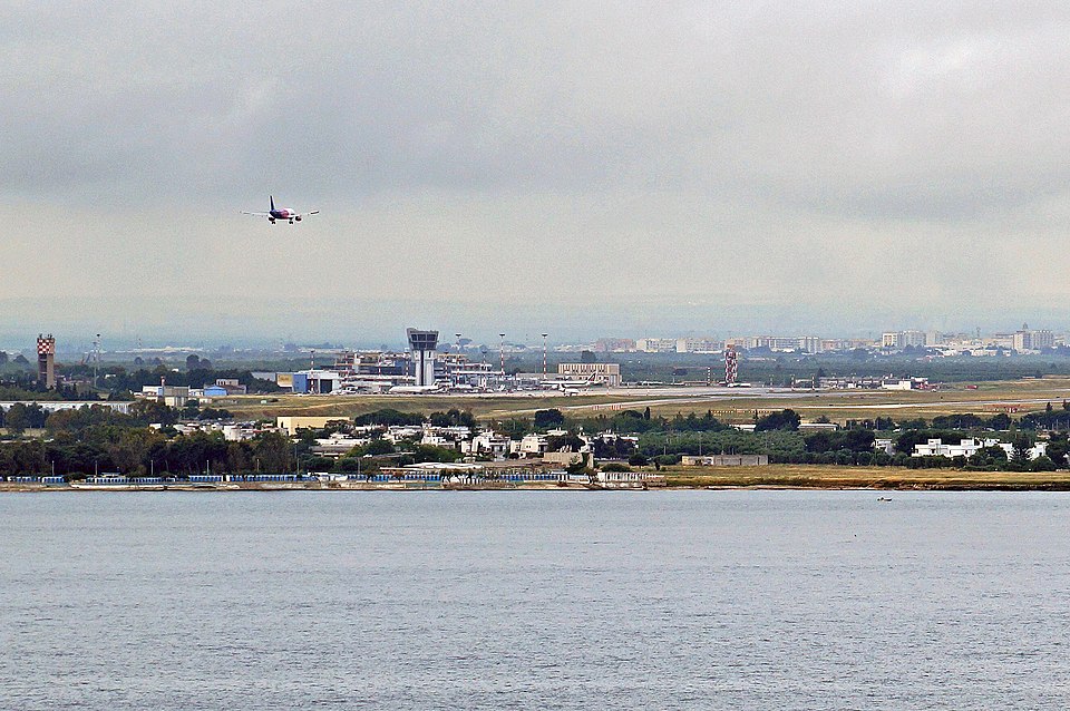 bari airport seen from sea closeup